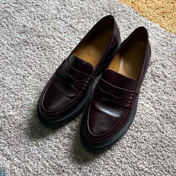 Sezane Albane Loafers Burgundy - Gently Worn Size 8 - Picture 3 of 4